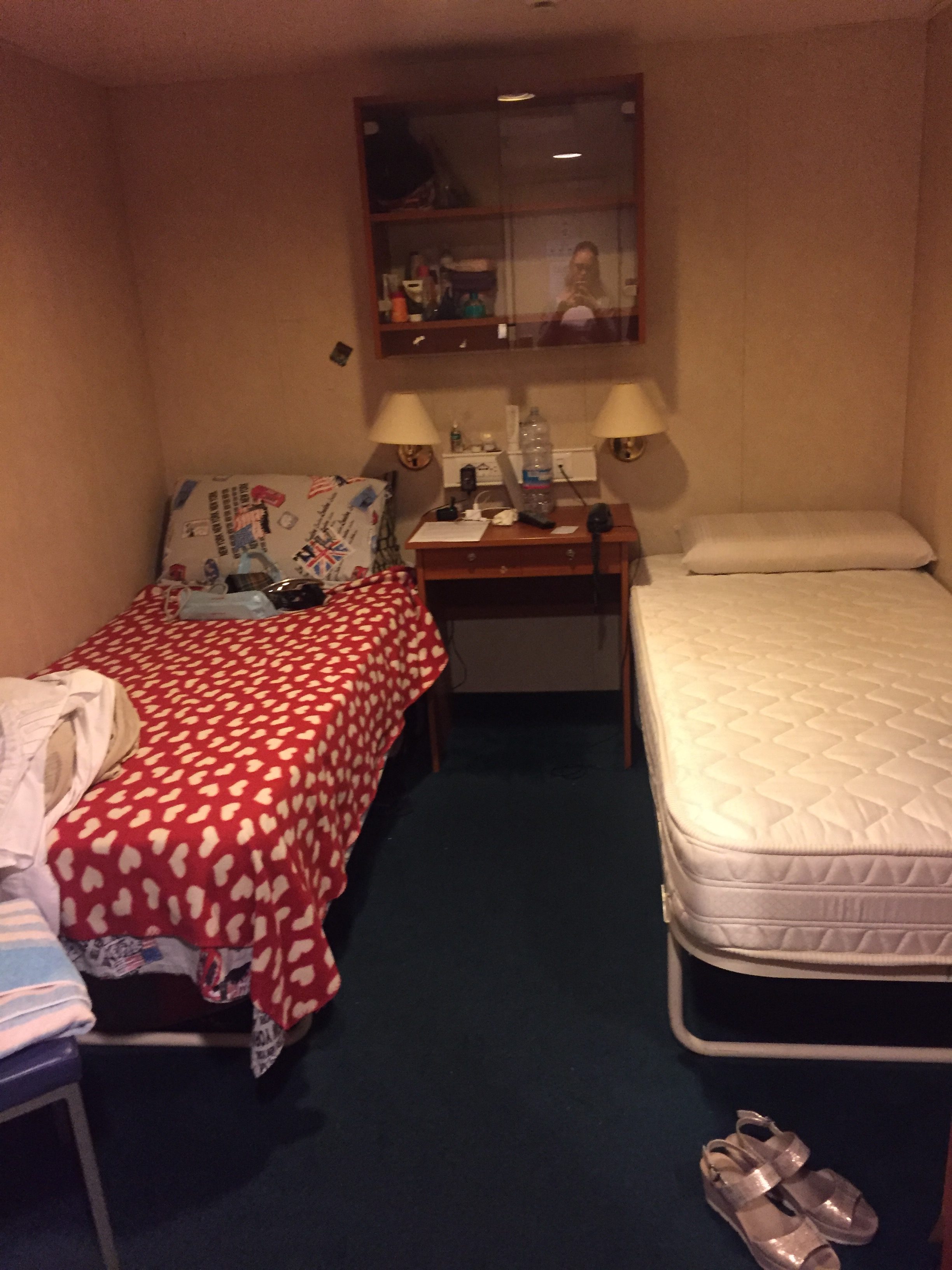 two twin beds in a small crew cabin